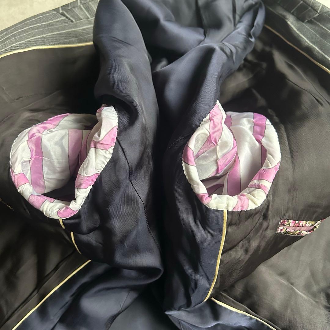 美品 ポールスミスロンドン スーツ セットアップ 総裏 2B 花柄 ストライプ