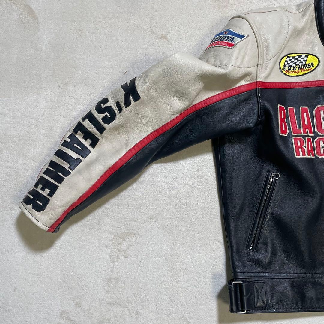 【牛革】KADOYA レザー ライダースジャケット 3L BLACK HORSE