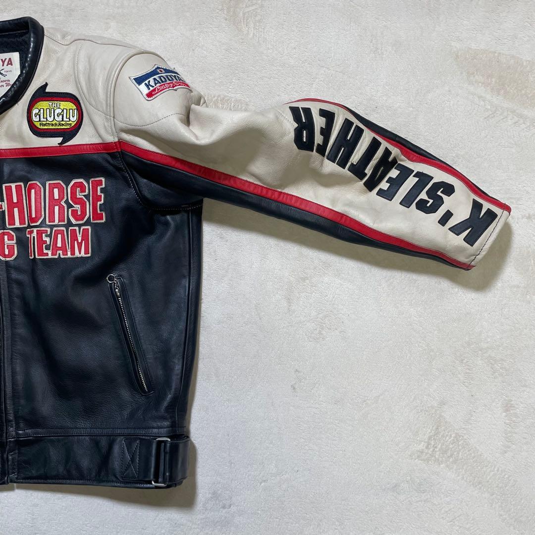 【牛革】KADOYA レザー ライダースジャケット 3L BLACK HORSE