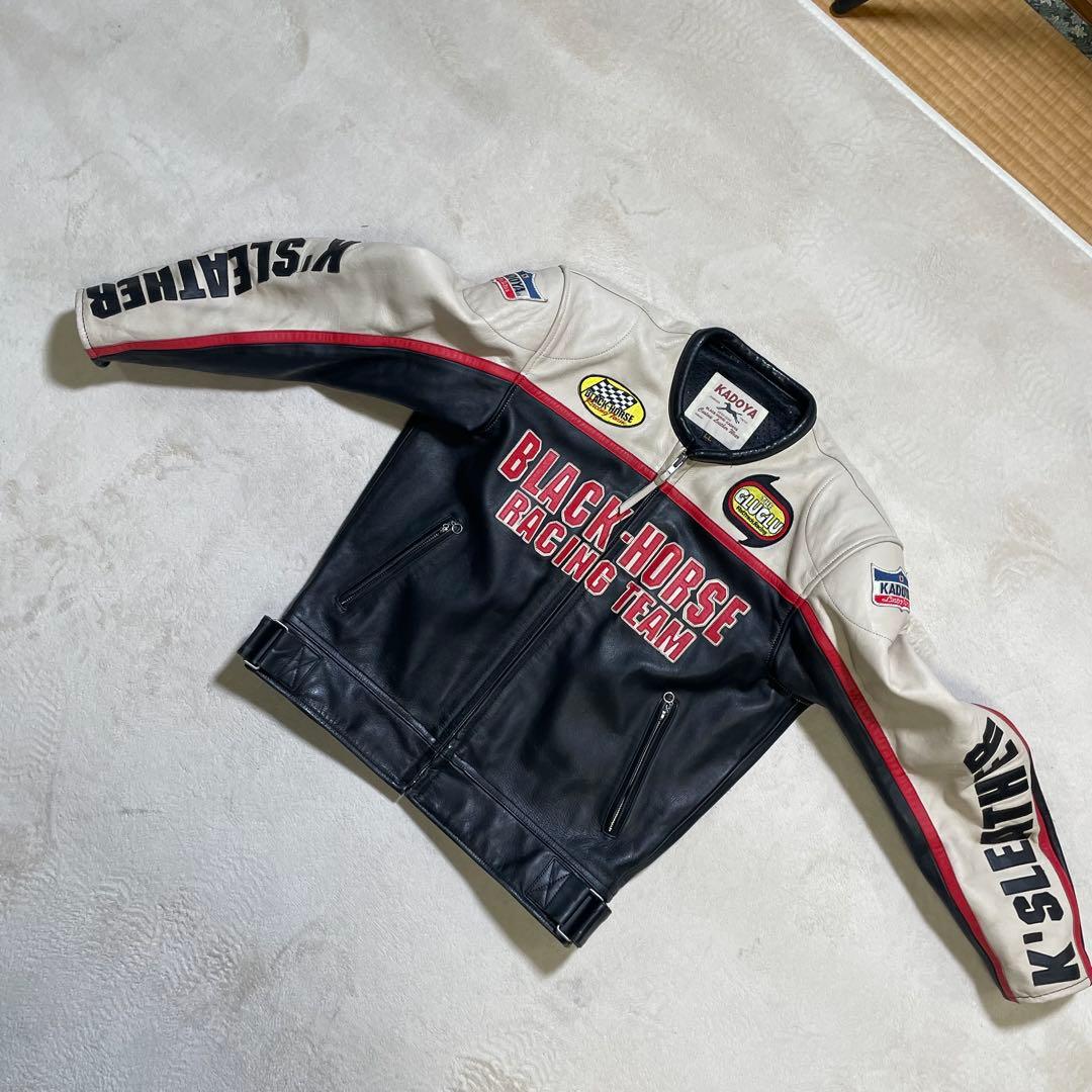 【牛革】KADOYA レザー ライダースジャケット 3L BLACK HORSE