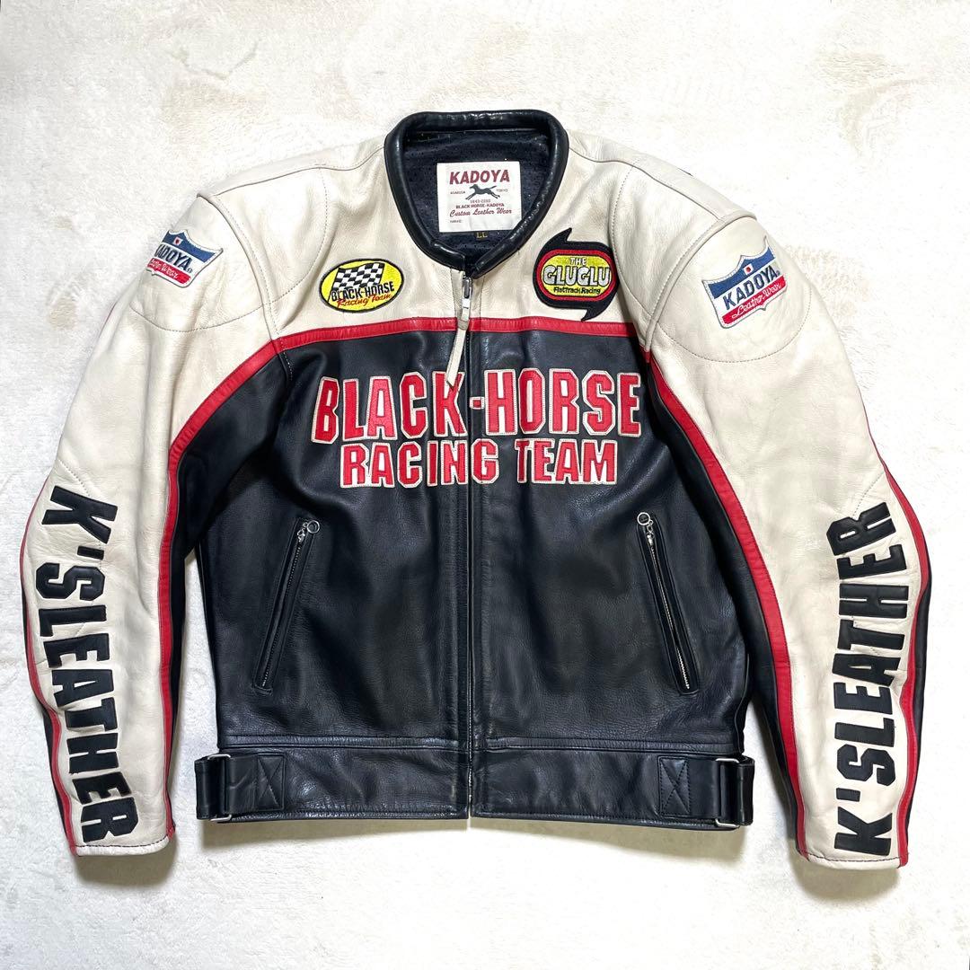 【牛革】KADOYA レザー ライダースジャケット 3L BLACK HORSE