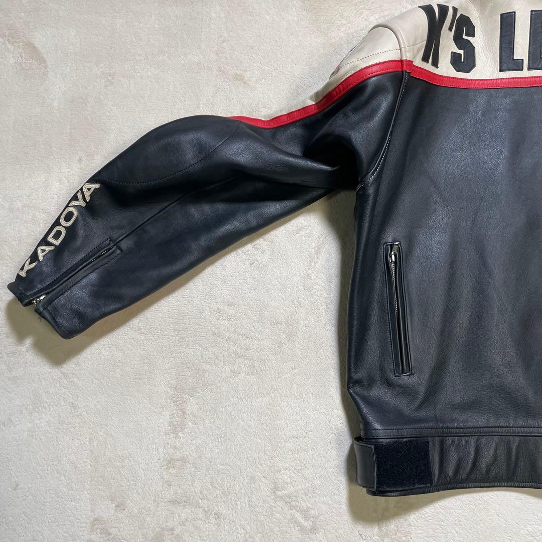 【牛革】KADOYA レザー ライダースジャケット 3L BLACK HORSE