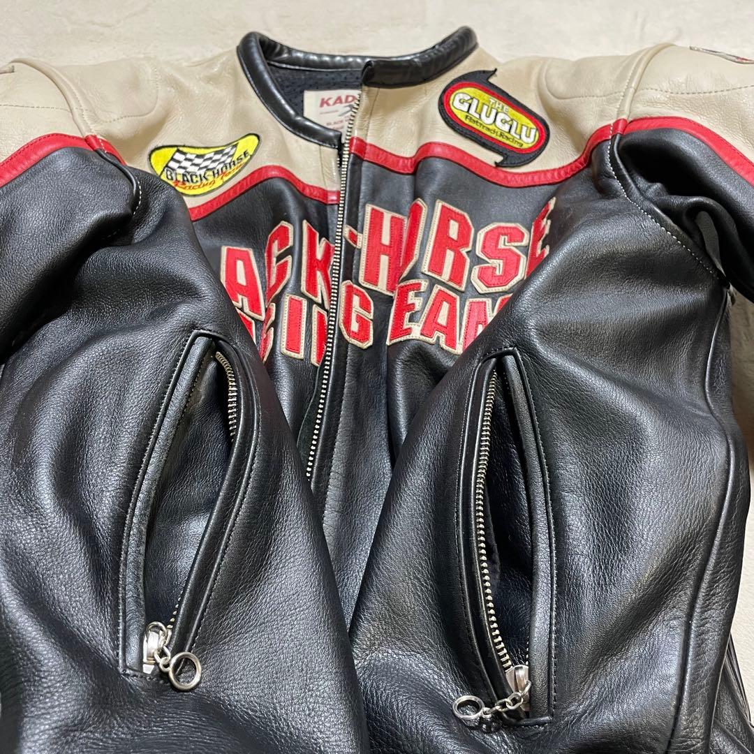 【牛革】KADOYA レザー ライダースジャケット 3L BLACK HORSE