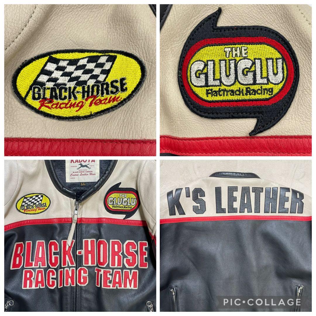 【牛革】KADOYA レザー ライダースジャケット 3L BLACK HORSE