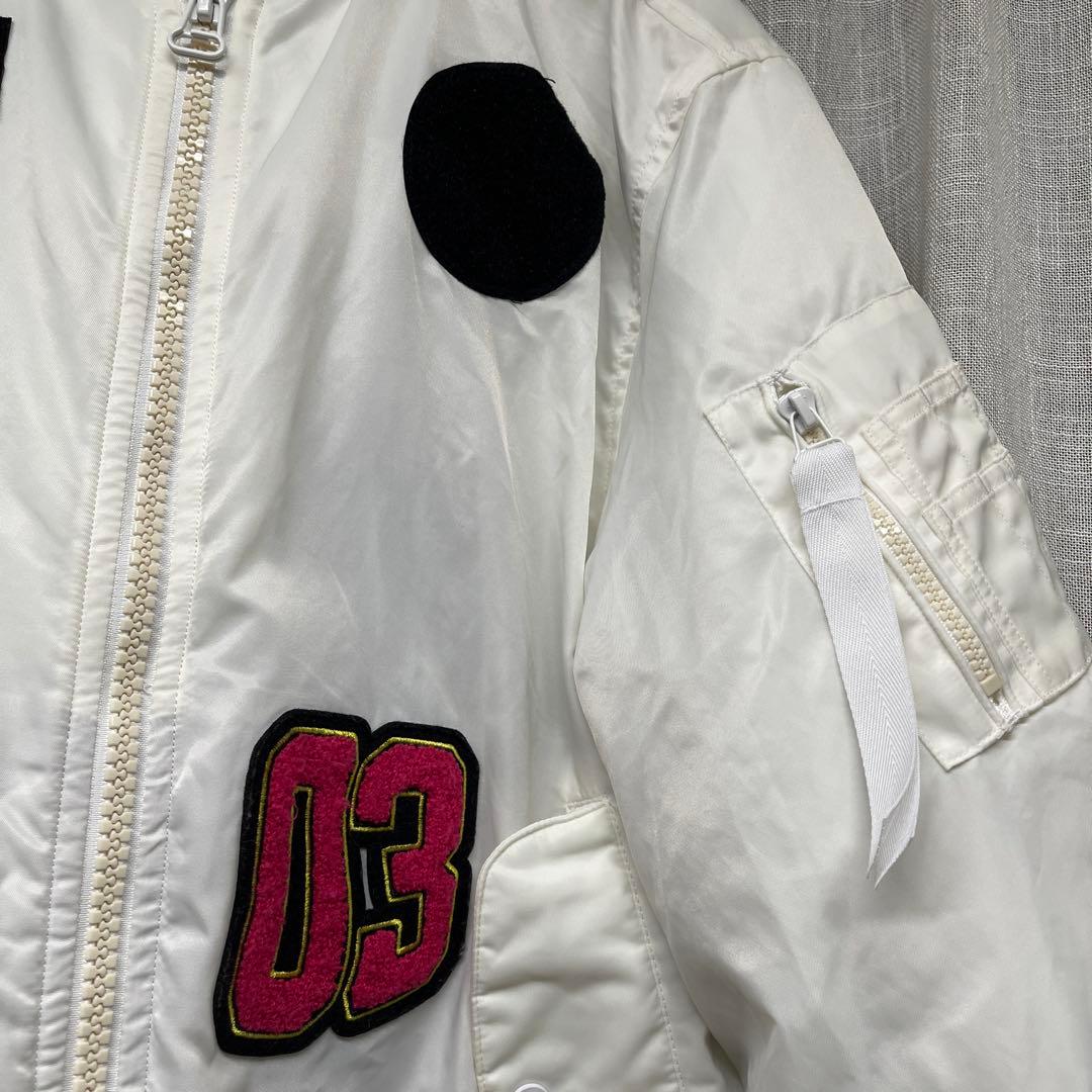 adidas MA-1 中綿入り ホワイト フライトジャケット パッチワーク M