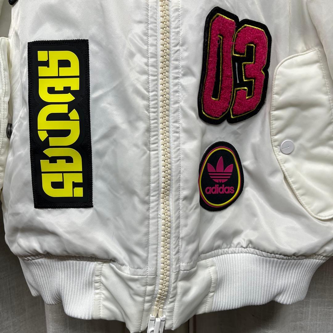 adidas MA-1 中綿入り ホワイト フライトジャケット パッチワーク M