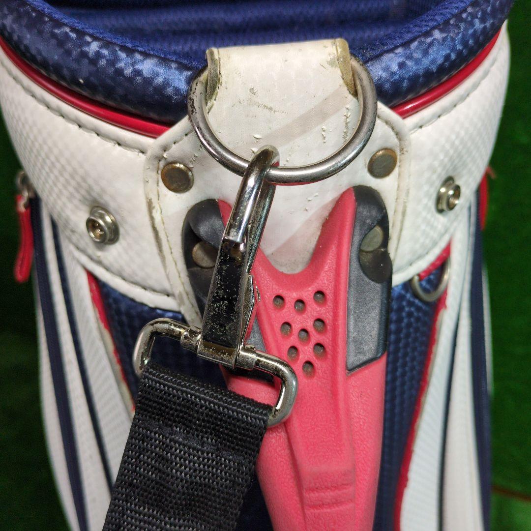 adidas ゴルフキャディバッグ オシャレなトリコロールカラー　フードカバー付