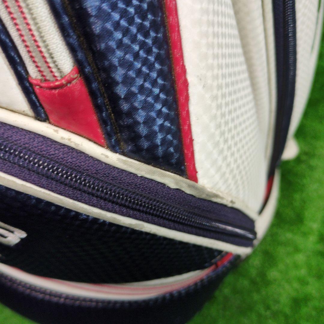 adidas ゴルフキャディバッグ オシャレなトリコロールカラー　フードカバー付
