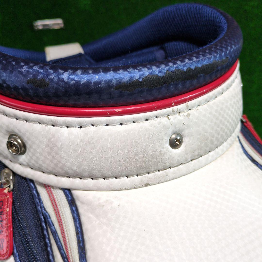 adidas ゴルフキャディバッグ オシャレなトリコロールカラー　フードカバー付