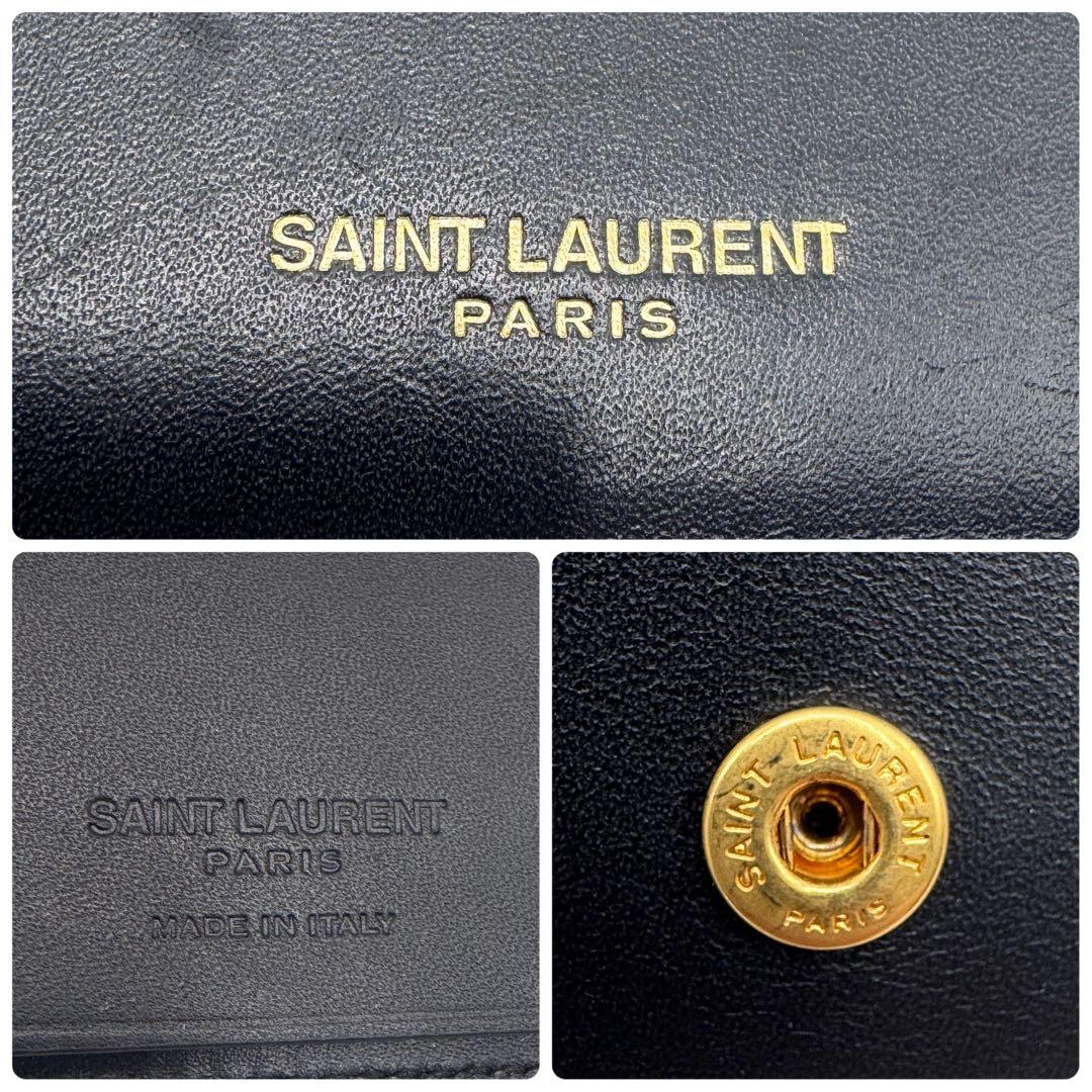 付属品完備　美品✨サンローラン　6連　キーケース　キーリング　YSL　金ロゴ　黒