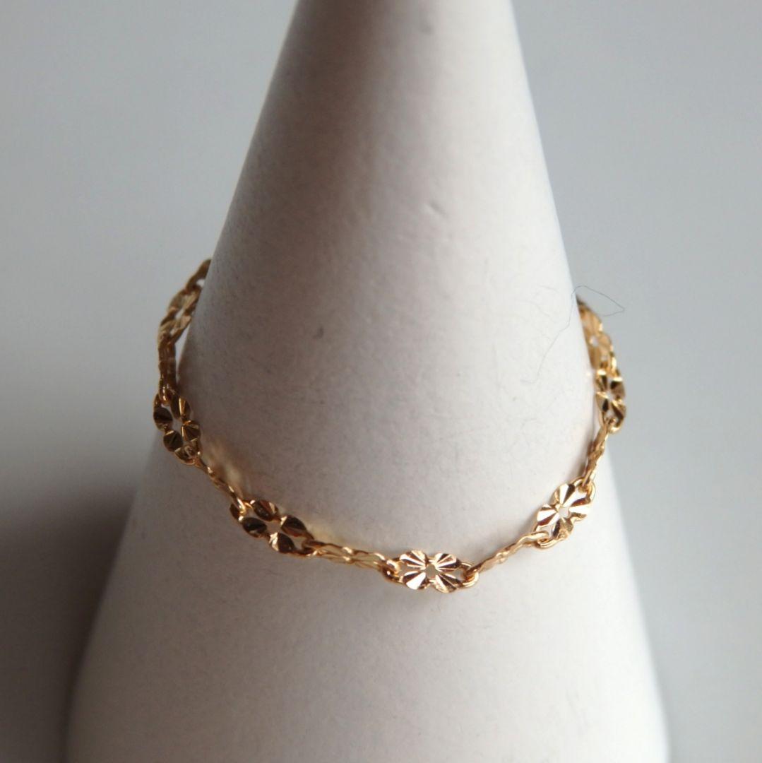 み～　k18リング　クローバーチェーン　チェーンリング　スクリューチェーン