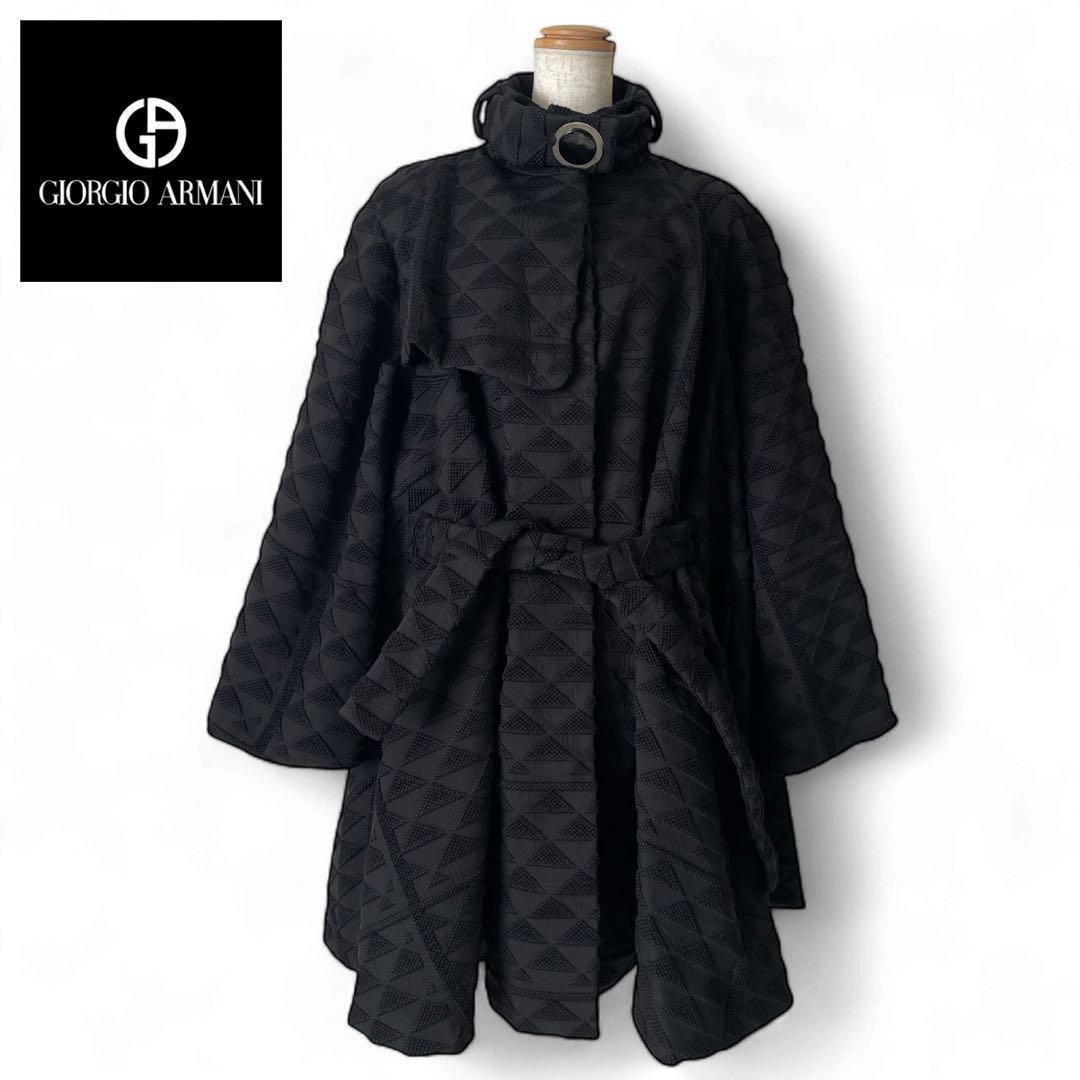 希少美品　 GIORGIO ARMANI　ケープコート　ブラック　46