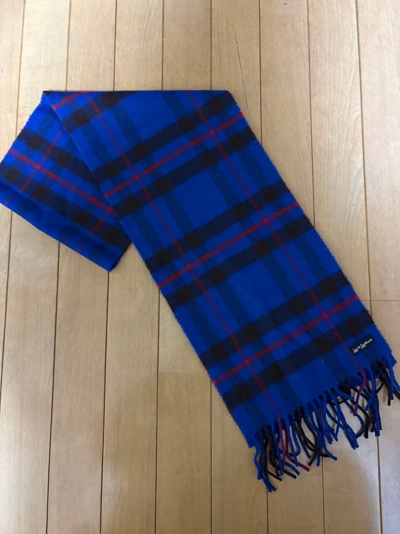 ✨極美品LEWIS LEATHERS / ウールスカーフ　ブルータータンチェック