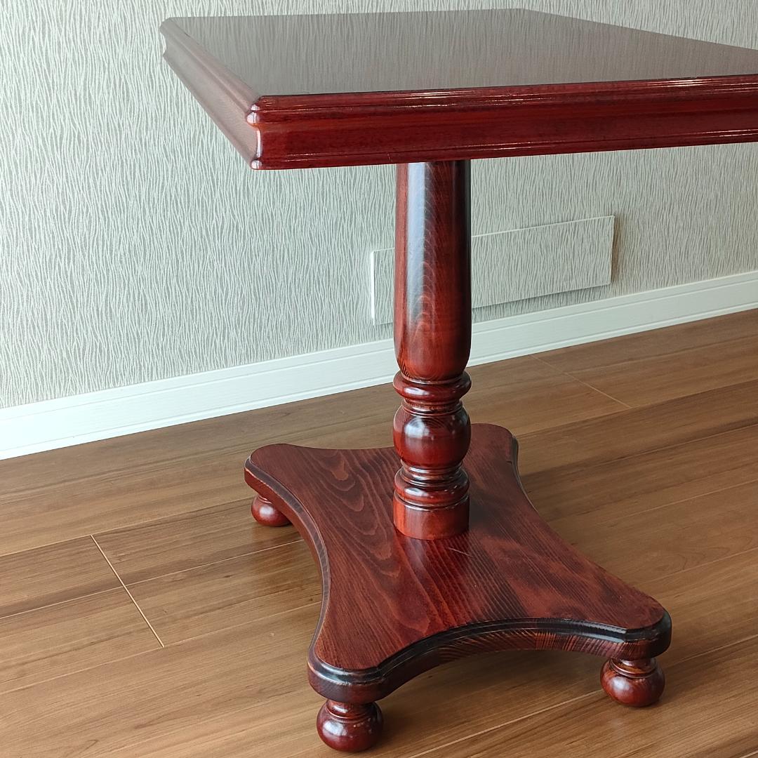 木製　サイドテーブル　コーヒーテーブル　丸脚　スクエア