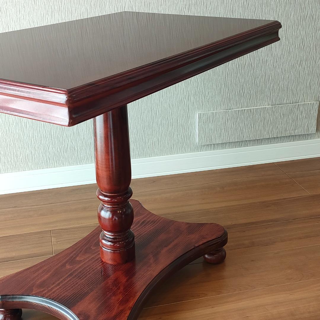 木製　サイドテーブル　コーヒーテーブル　丸脚　スクエア