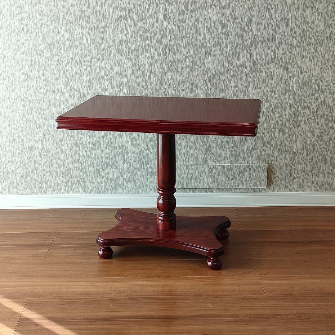 木製　サイドテーブル　コーヒーテーブル　丸脚　スクエア