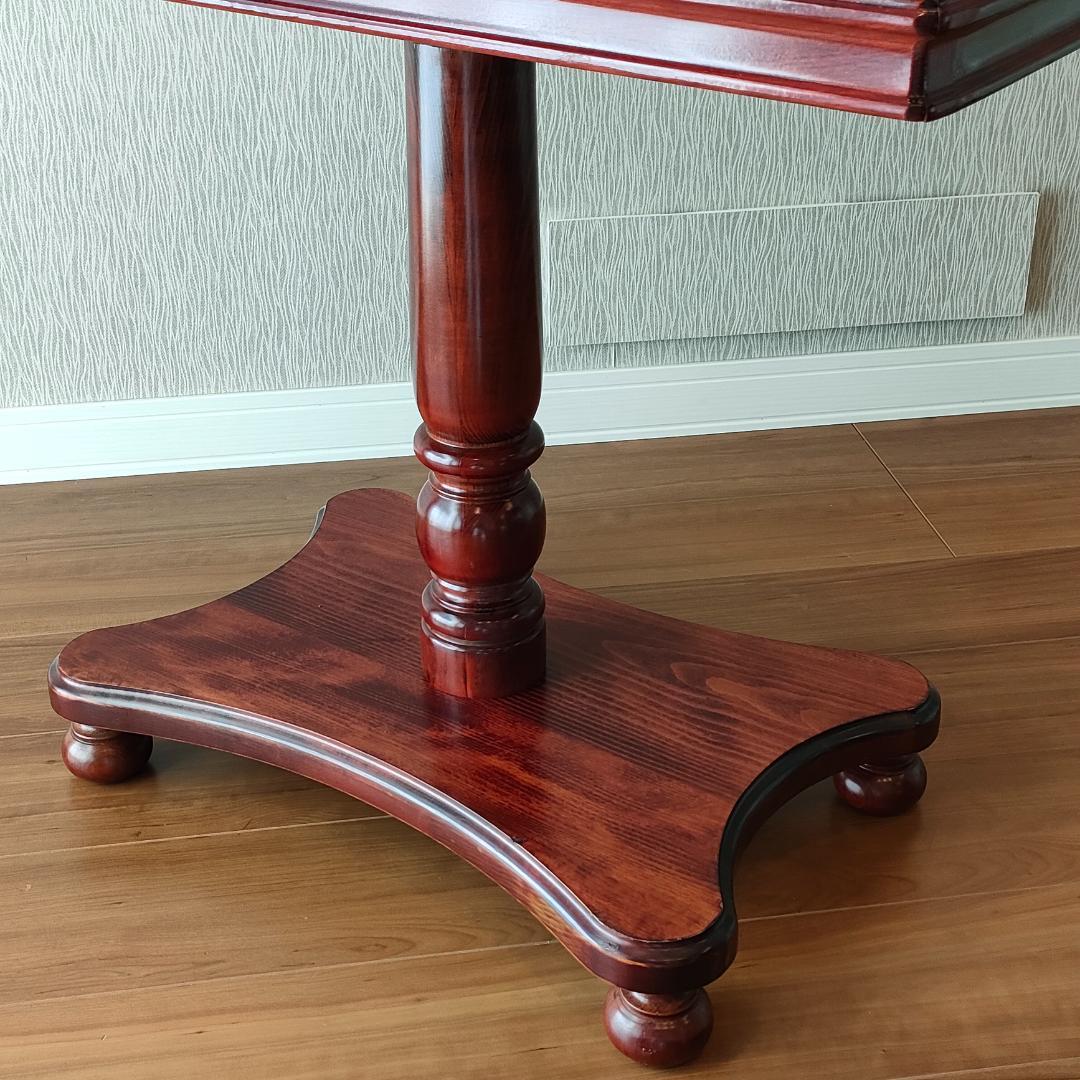 木製　サイドテーブル　コーヒーテーブル　丸脚　スクエア