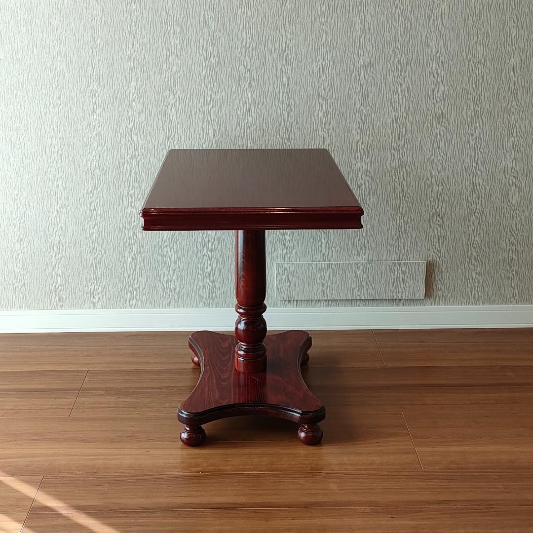 木製　サイドテーブル　コーヒーテーブル　丸脚　スクエア