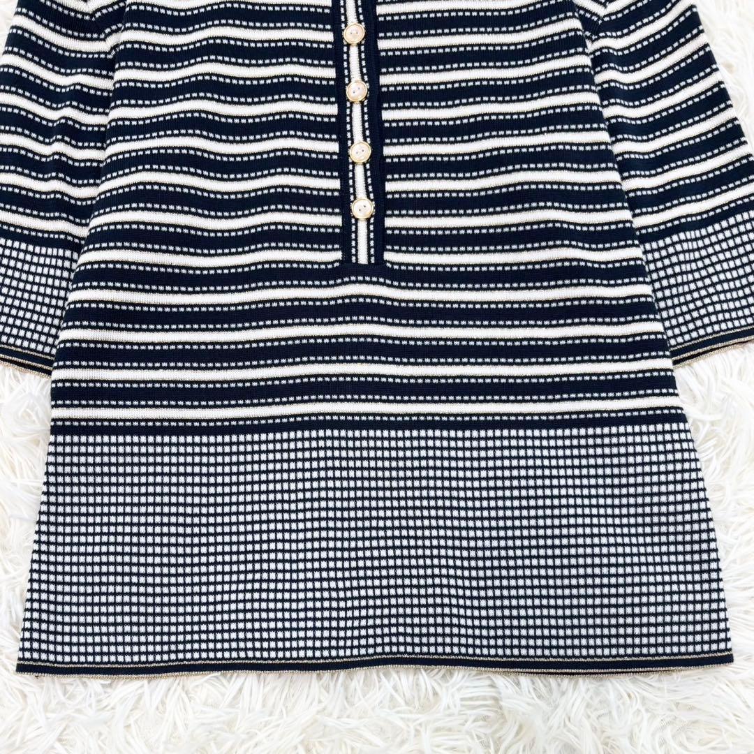 美品クリスチャンディオール ボーダー ラメ サマーニット ポロシャツ y2k M