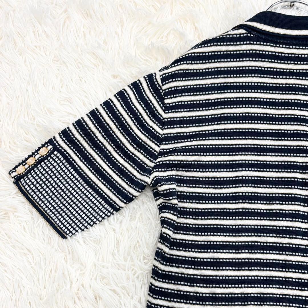 美品クリスチャンディオール ボーダー ラメ サマーニット ポロシャツ y2k M