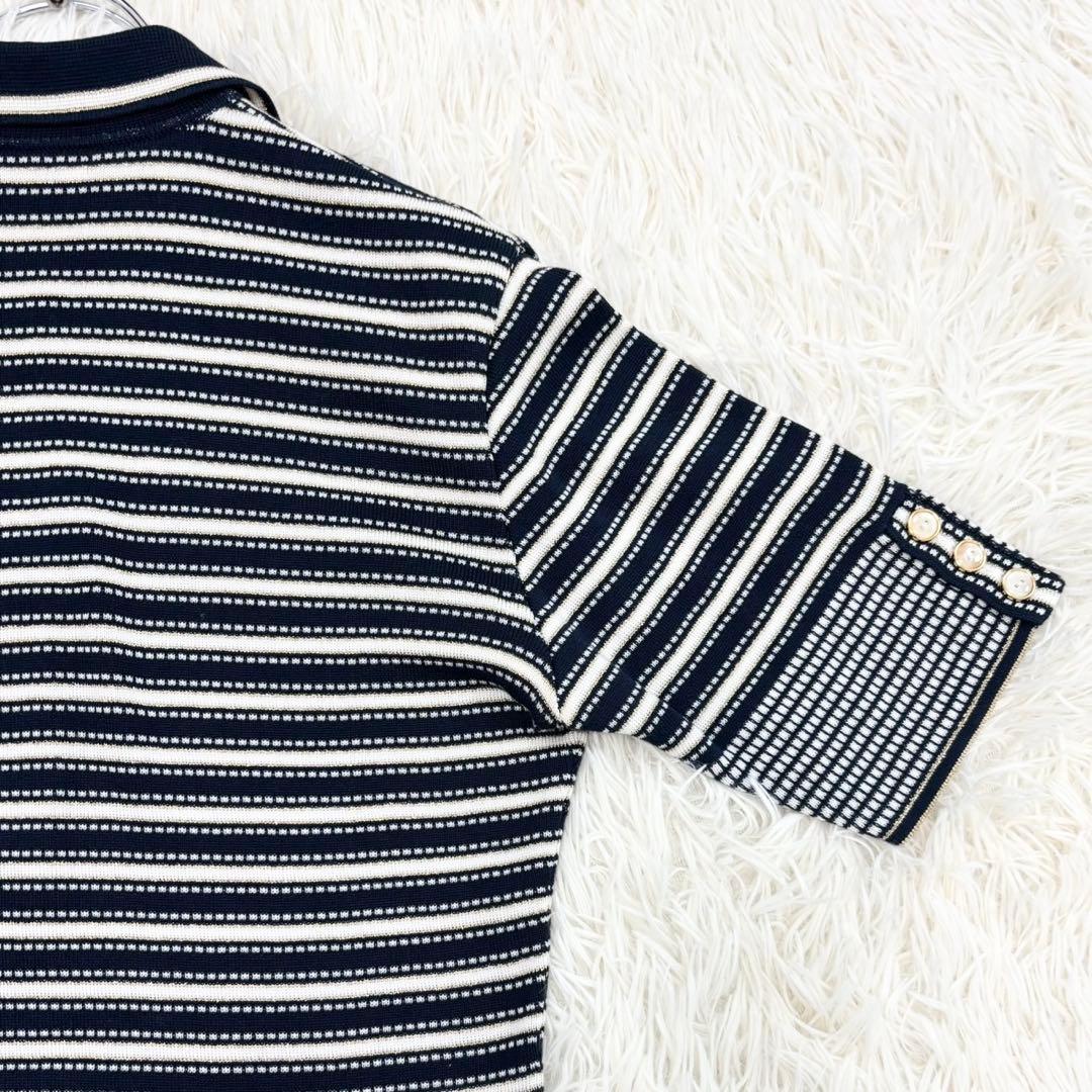 美品クリスチャンディオール ボーダー ラメ サマーニット ポロシャツ y2k M