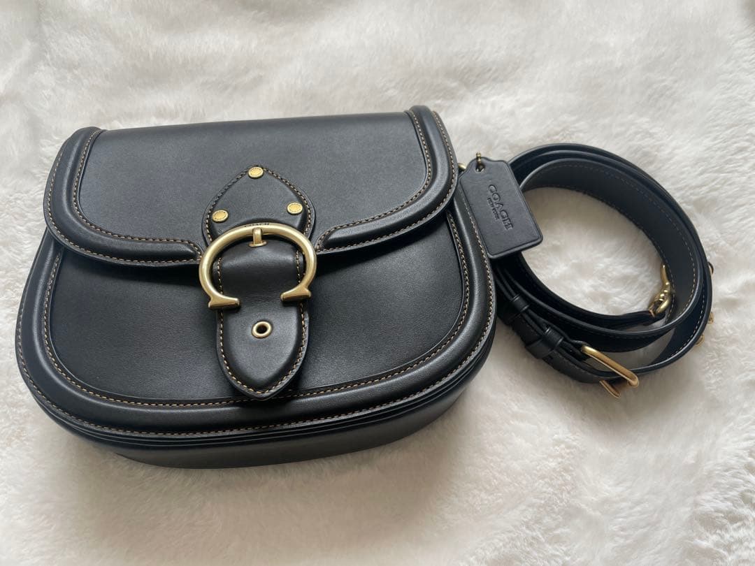 【美品】コーチ ビート 2way ショルダーバッグ サドルバッグ レザー 黒