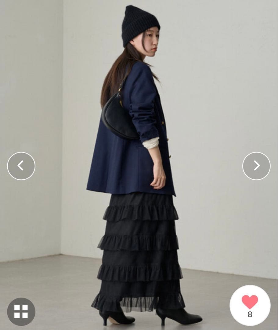 24年試着のみ美品3.4万円WテーラードジャケットFラウンジドレス ネイビー