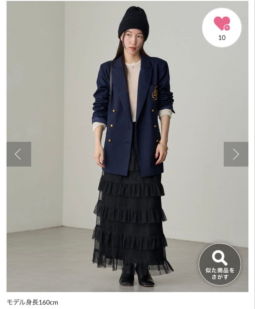 24年試着のみ美品3.4万円WテーラードジャケットFラウンジドレス ネイビー