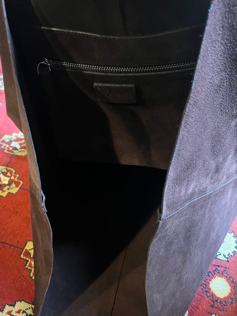 Zara スエードマキシショッパートートバッグ ブラウン
