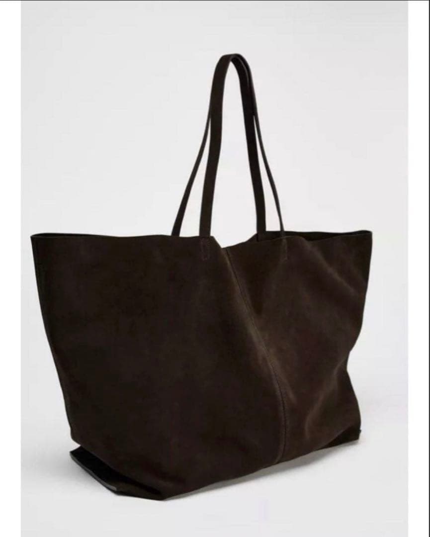 Zara スエードマキシショッパートートバッグ ブラウン