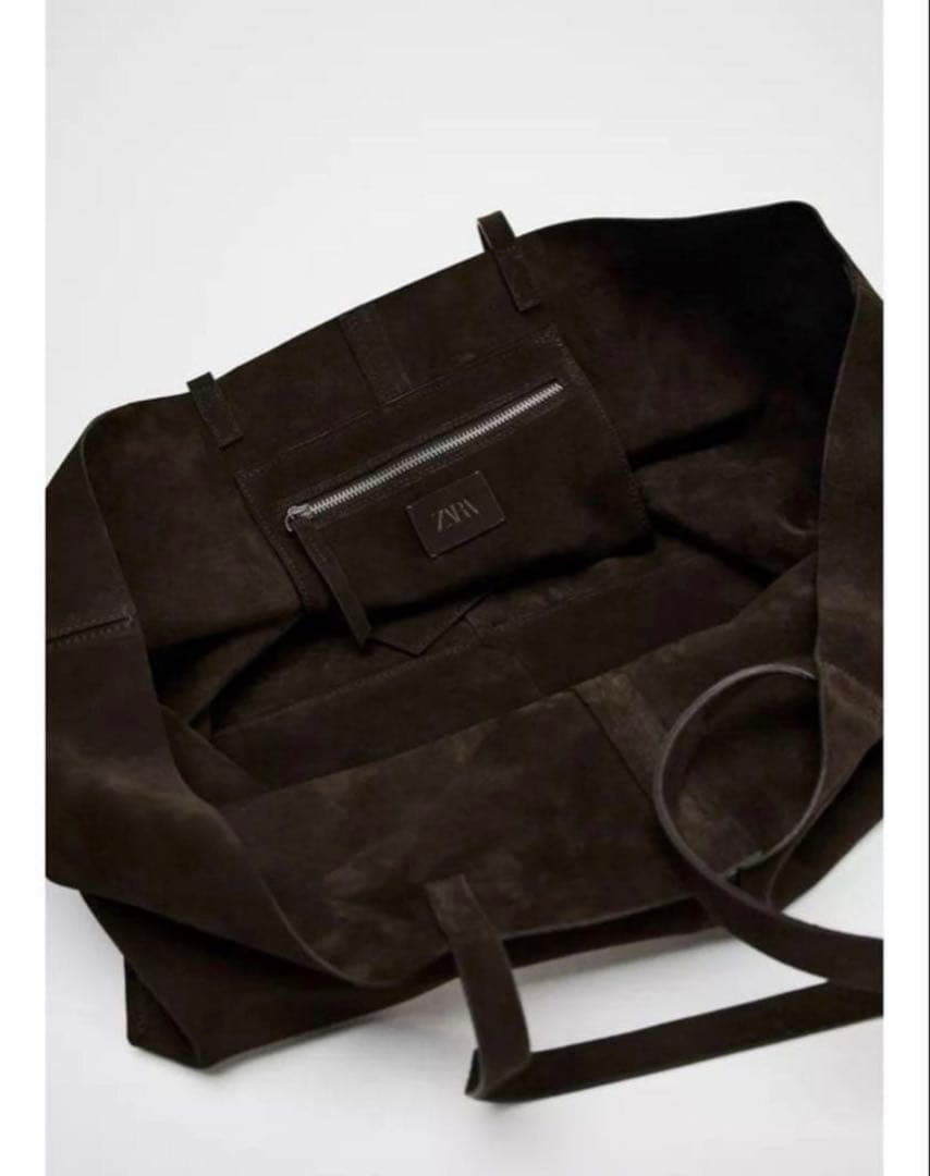 Zara スエードマキシショッパートートバッグ ブラウン