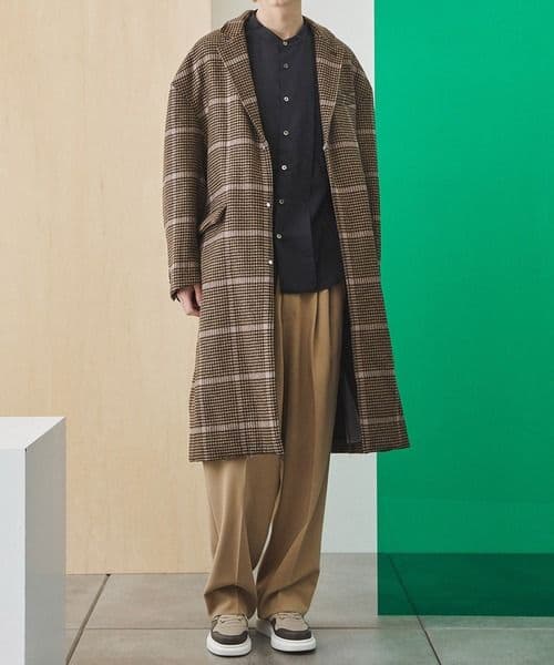 完売 マンテコ UNITED TOKYO チェックオーバーサイズチェスターコート