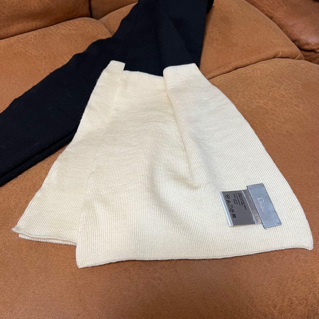 Dior HOMME ディオールオム 06AW バイカラーウールニットマフラー