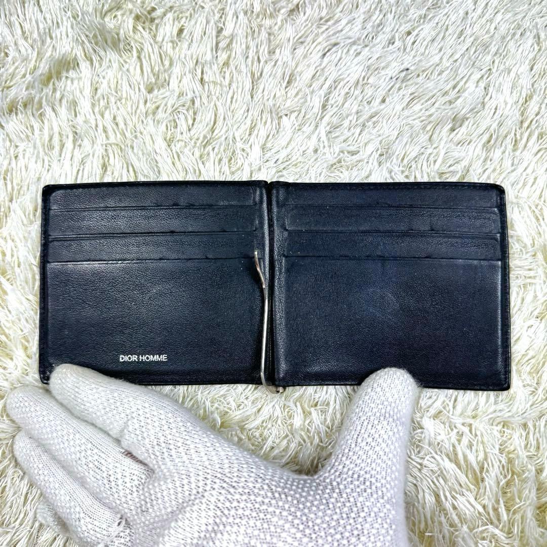 希少✨クリスチャンディオール　マネークリップ　ジャカードオブリーク　レザー　黒