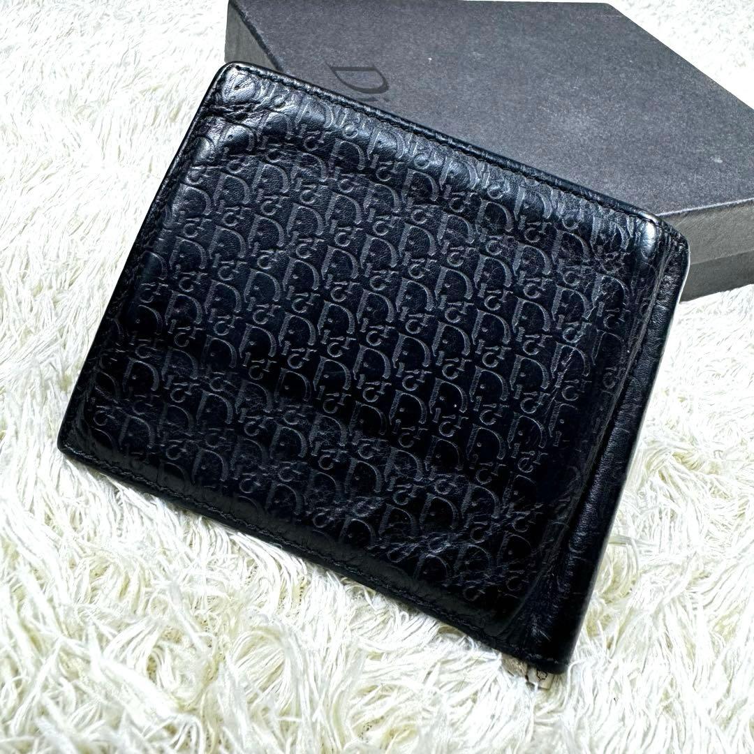 希少✨クリスチャンディオール　マネークリップ　ジャカードオブリーク　レザー　黒