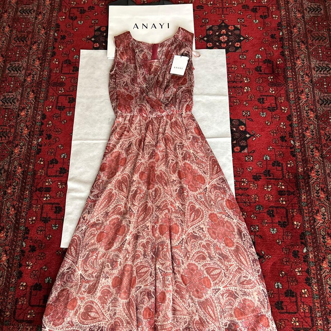 美品ANAYI 楊柳ペイズリーオールインワン36サイズ