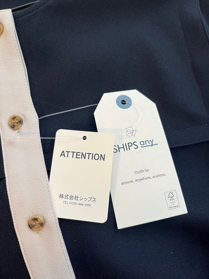 【新品】SHIPS any：ダブルクロスヨークカラーワンピース