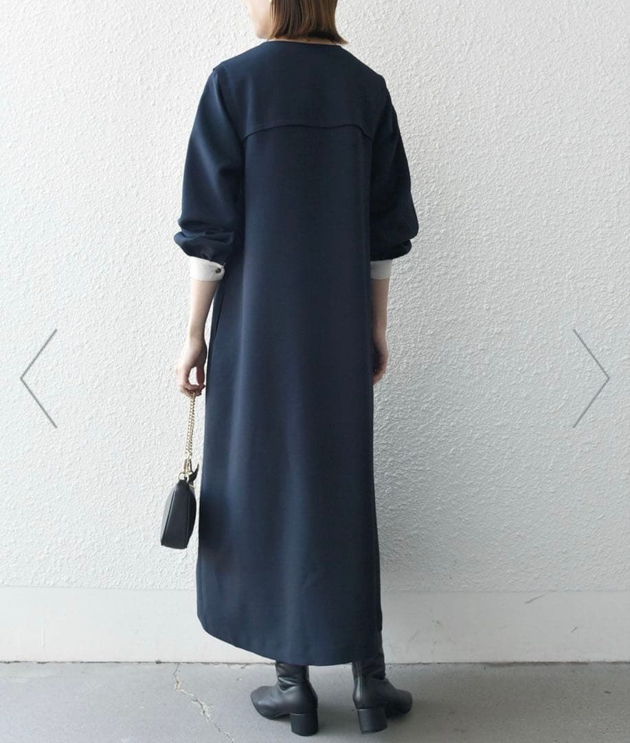 【新品】SHIPS any：ダブルクロスヨークカラーワンピース