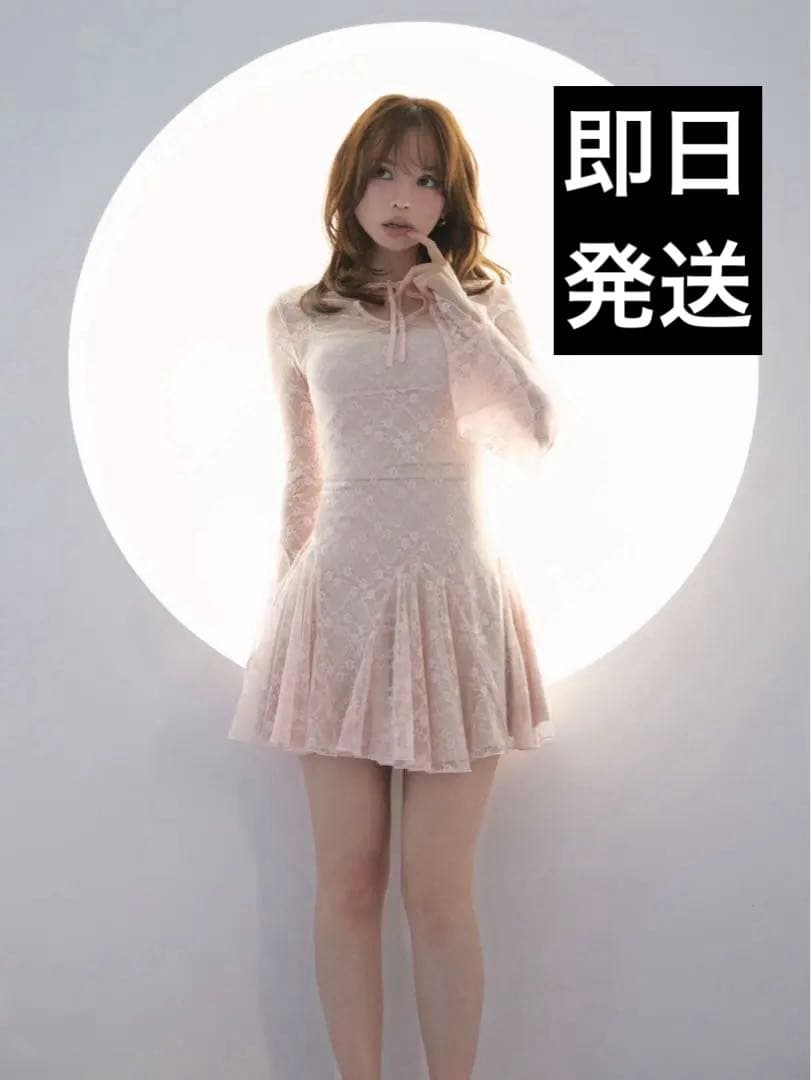 ANDMARY Cereza lace mini dress ピンク