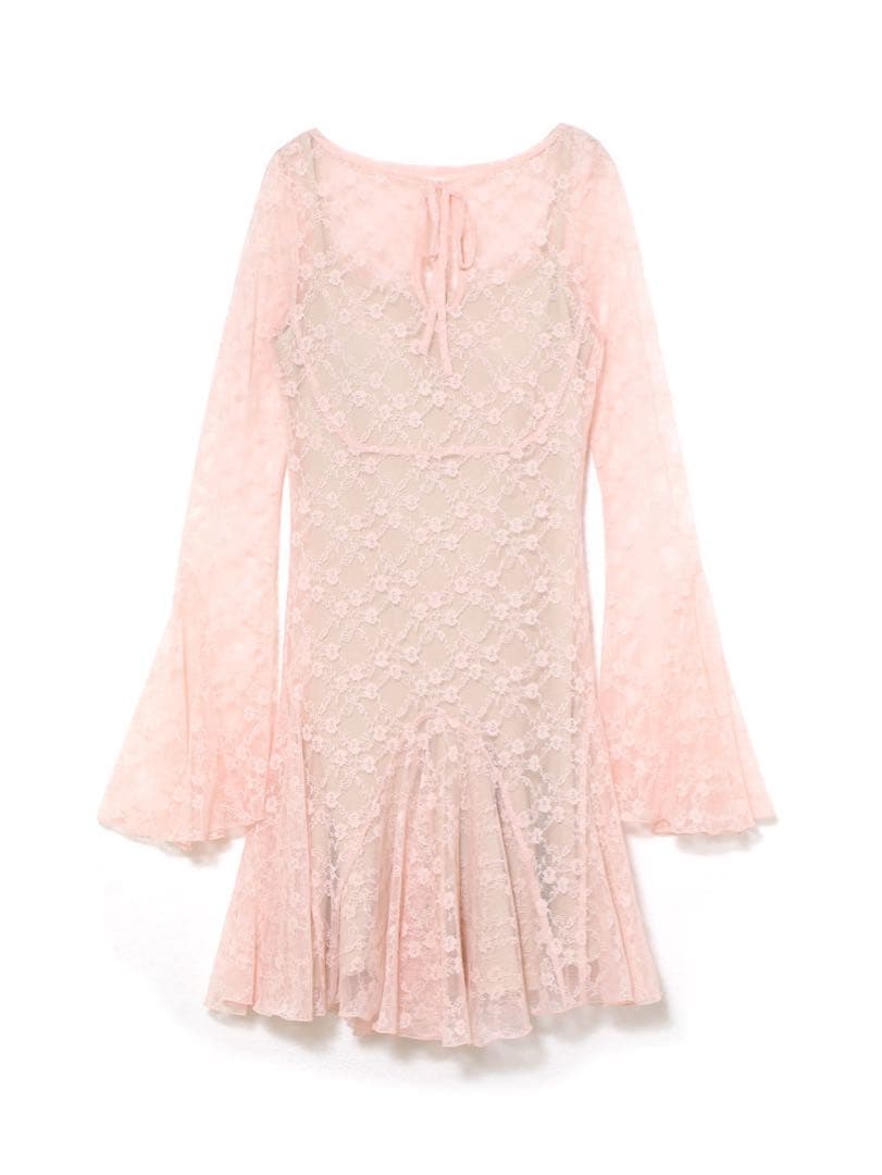 ANDMARY Cereza lace mini dress ピンク