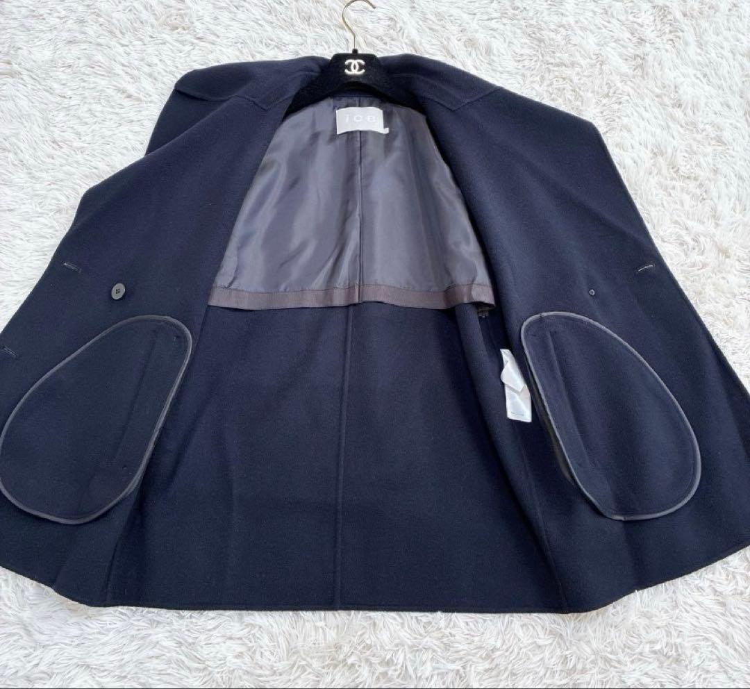 ICB アイシービー　ウールリバー Pコート カシミヤ紺 リバーコート