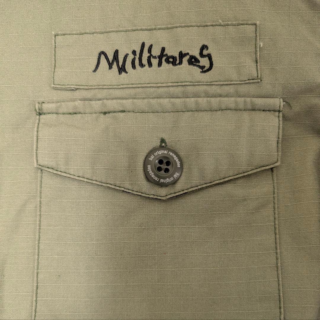 【希少】BAL バル 刺繍 ミリタリーシャツ リップストップ カモフラ 切替 L