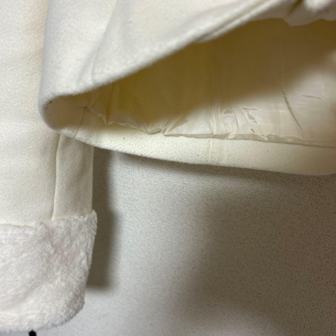 pium ピウムファーリボンヨークフリルショートコート　ホワイト