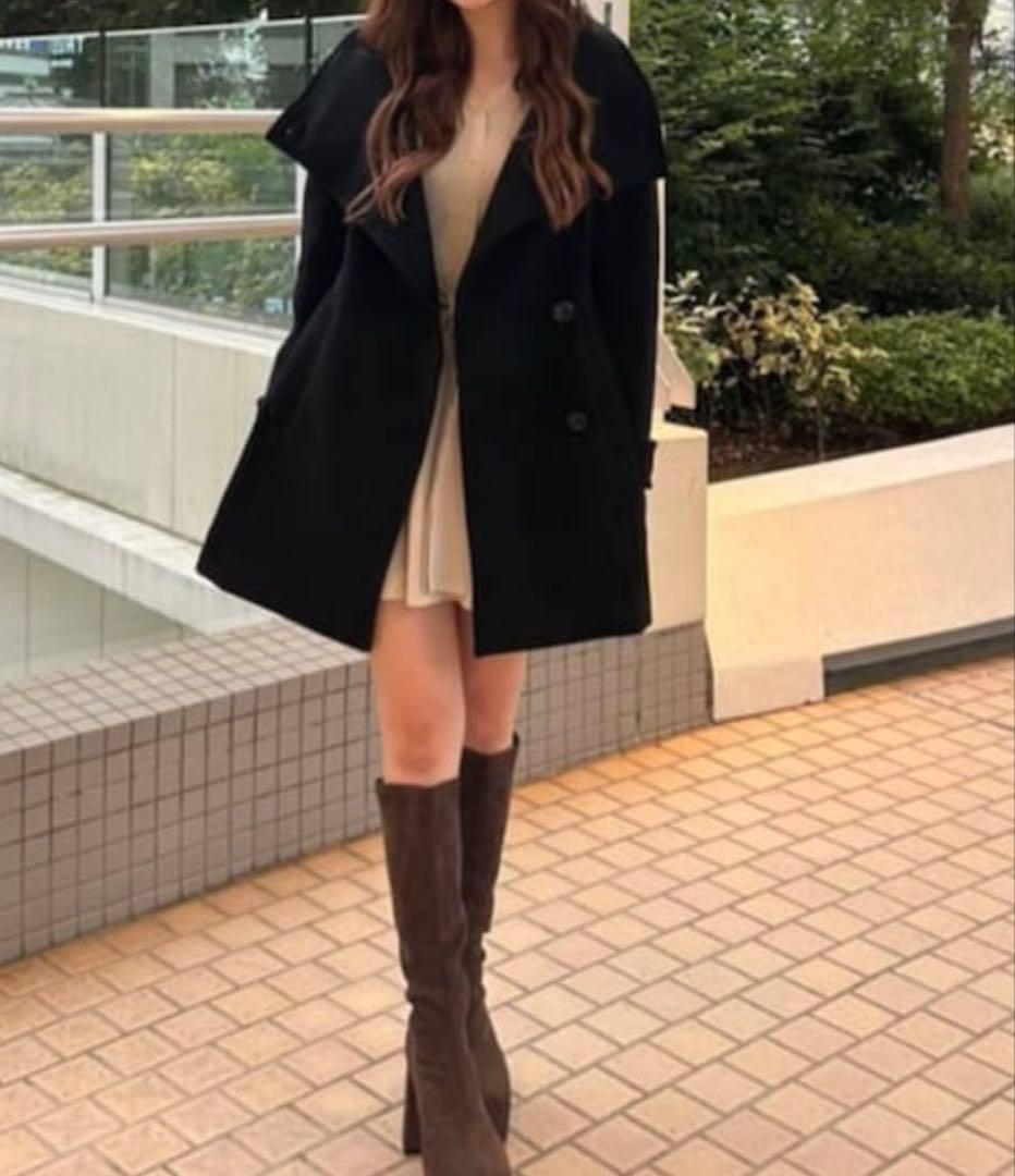 ステンカラーコート25オーバーネックシンデレララインミニコート rienda