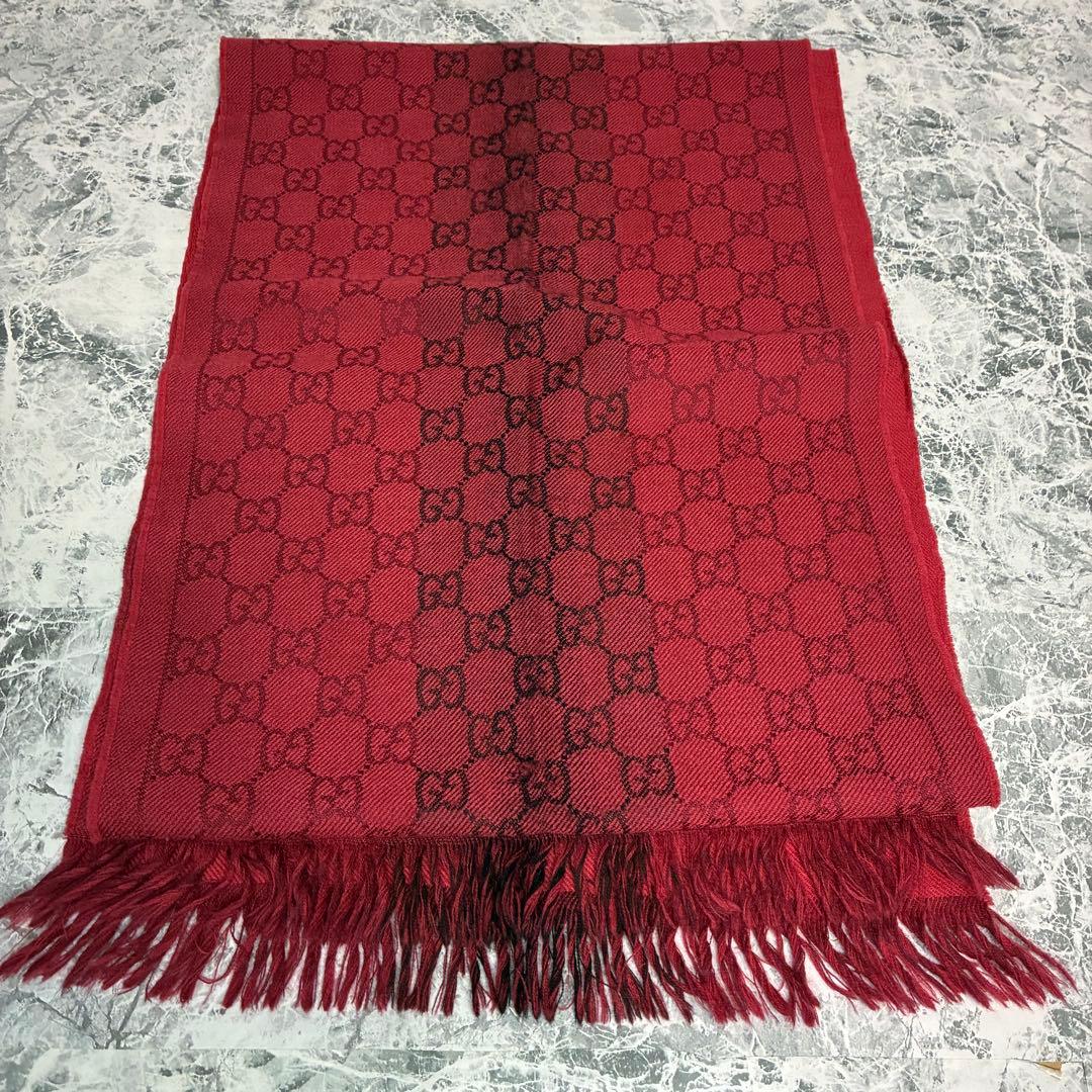 ✨GUCCI✨　グッチ　マフラー　レッド　ブラック　赤　黒　男女兼用