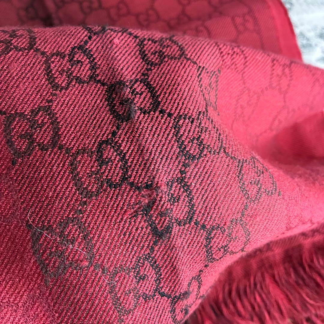 ✨GUCCI✨　グッチ　マフラー　レッド　ブラック　赤　黒　男女兼用