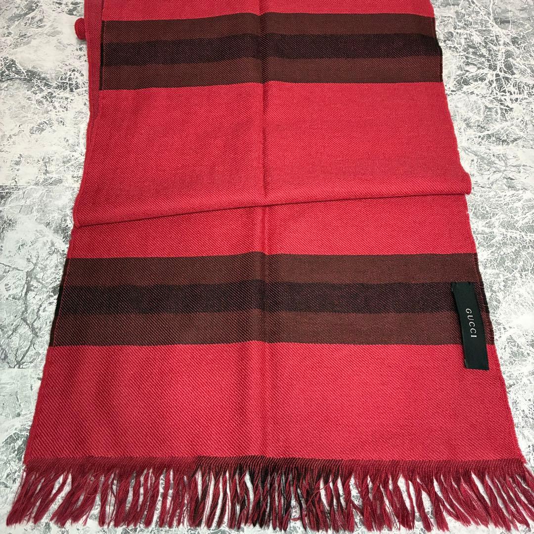 ✨GUCCI✨　グッチ　マフラー　レッド　ブラック　赤　黒　男女兼用