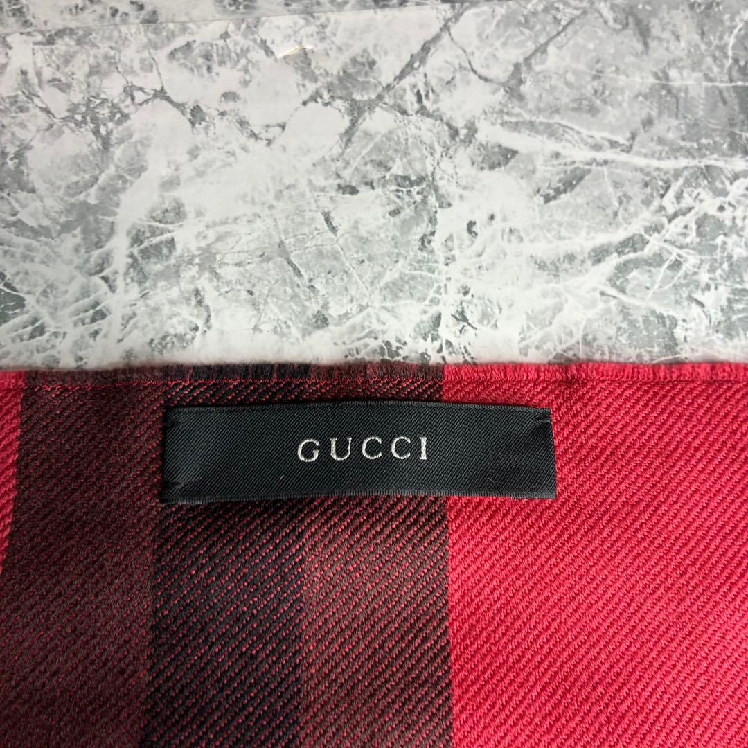 ✨GUCCI✨　グッチ　マフラー　レッド　ブラック　赤　黒　男女兼用