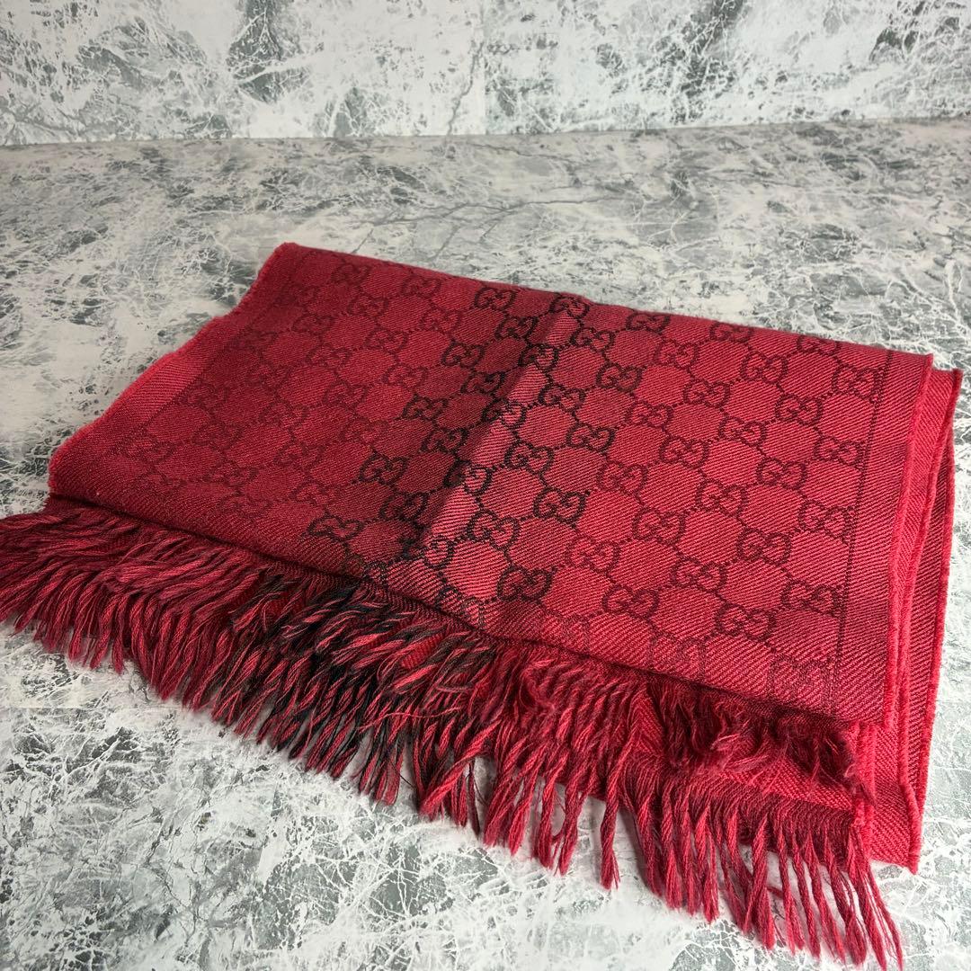 ✨GUCCI✨　グッチ　マフラー　レッド　ブラック　赤　黒　男女兼用