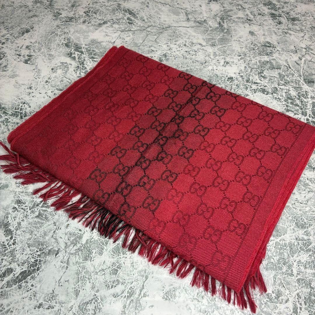 ✨GUCCI✨　グッチ　マフラー　レッド　ブラック　赤　黒　男女兼用